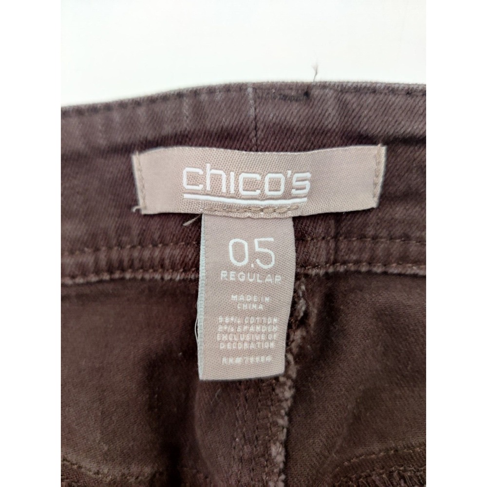 Chicos So Slimming Straight Leg Pants Brown Size 0.5 Regular Cotton Stretch - Picture 9 of 10